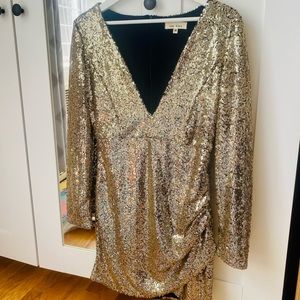 Lac Bleu gold sequin dress. Size M